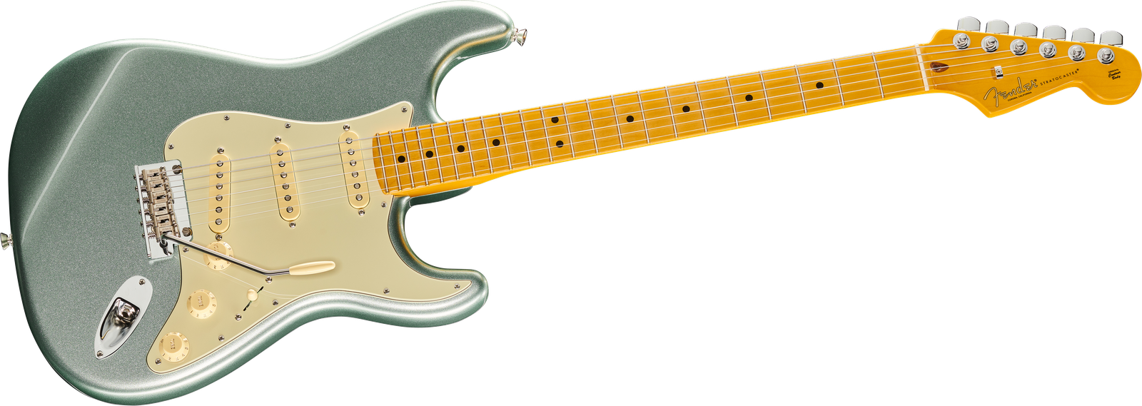 Komplettansicht der Fender AM Pro II Strat MN MYST SFG