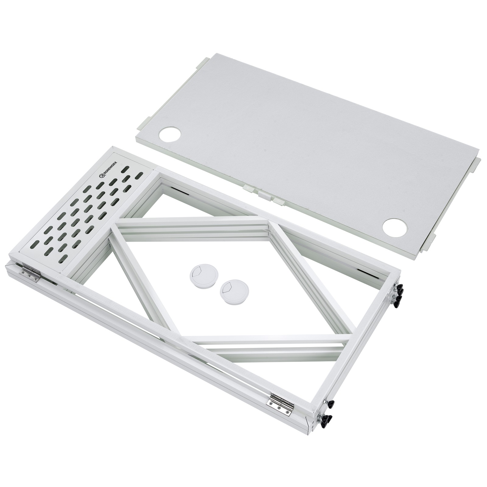 Roadworx DJ Table ALU White zusammengeklappt