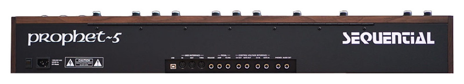 Rückseite des Sequential Prophet 5 mit Anschlüssen