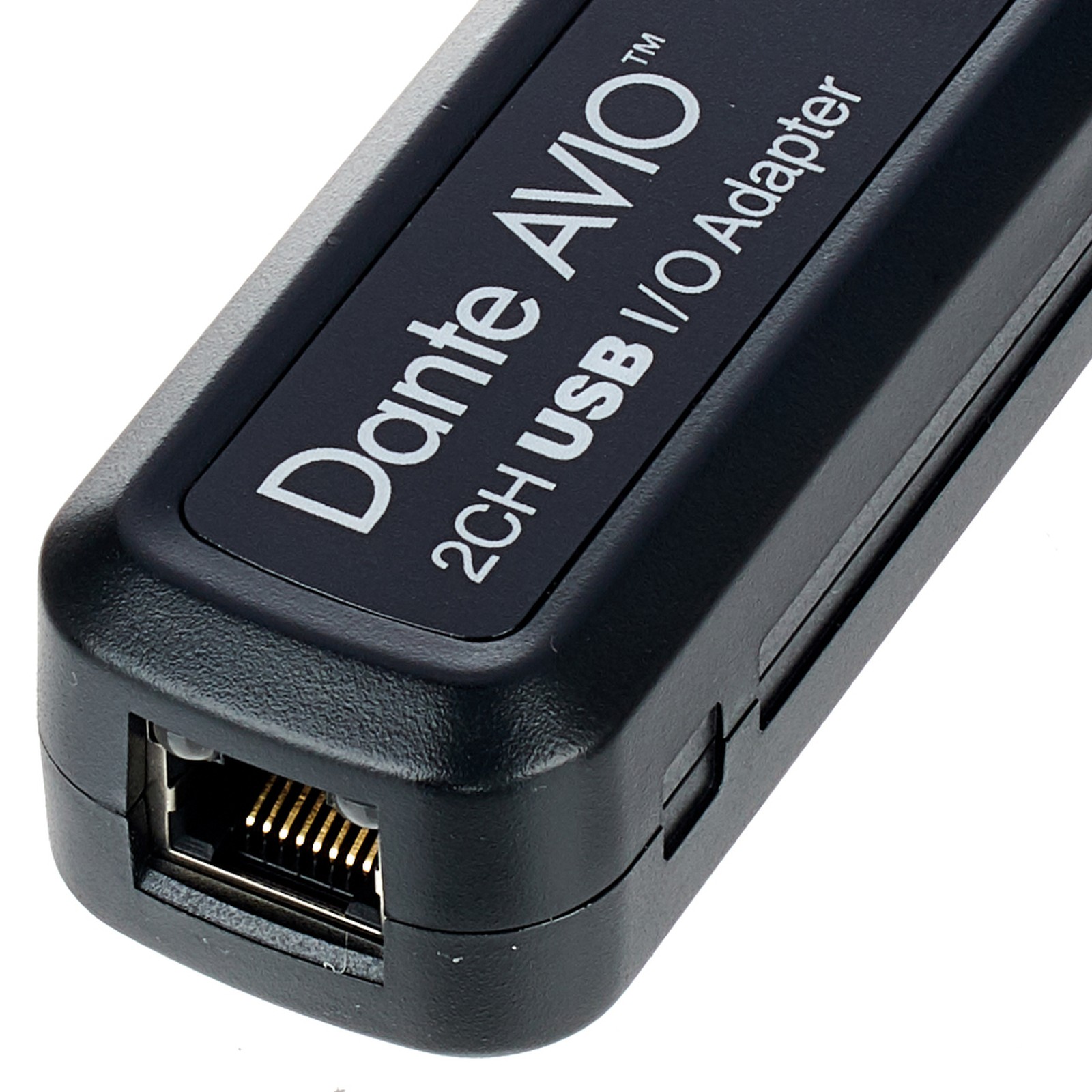 Closeup of the Dante AVIO USB IO Adapter 2x2