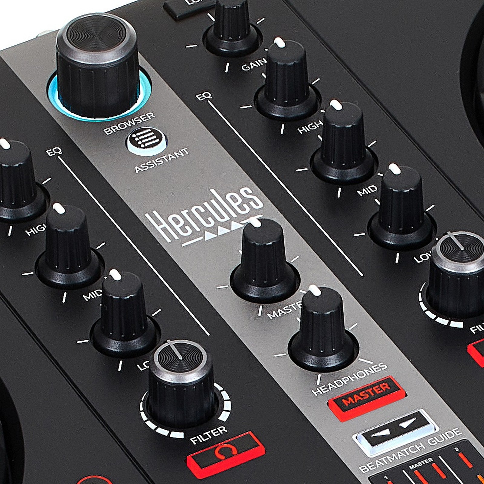 Boutons rotatifs et Logo Hercules sur le DJ Controller