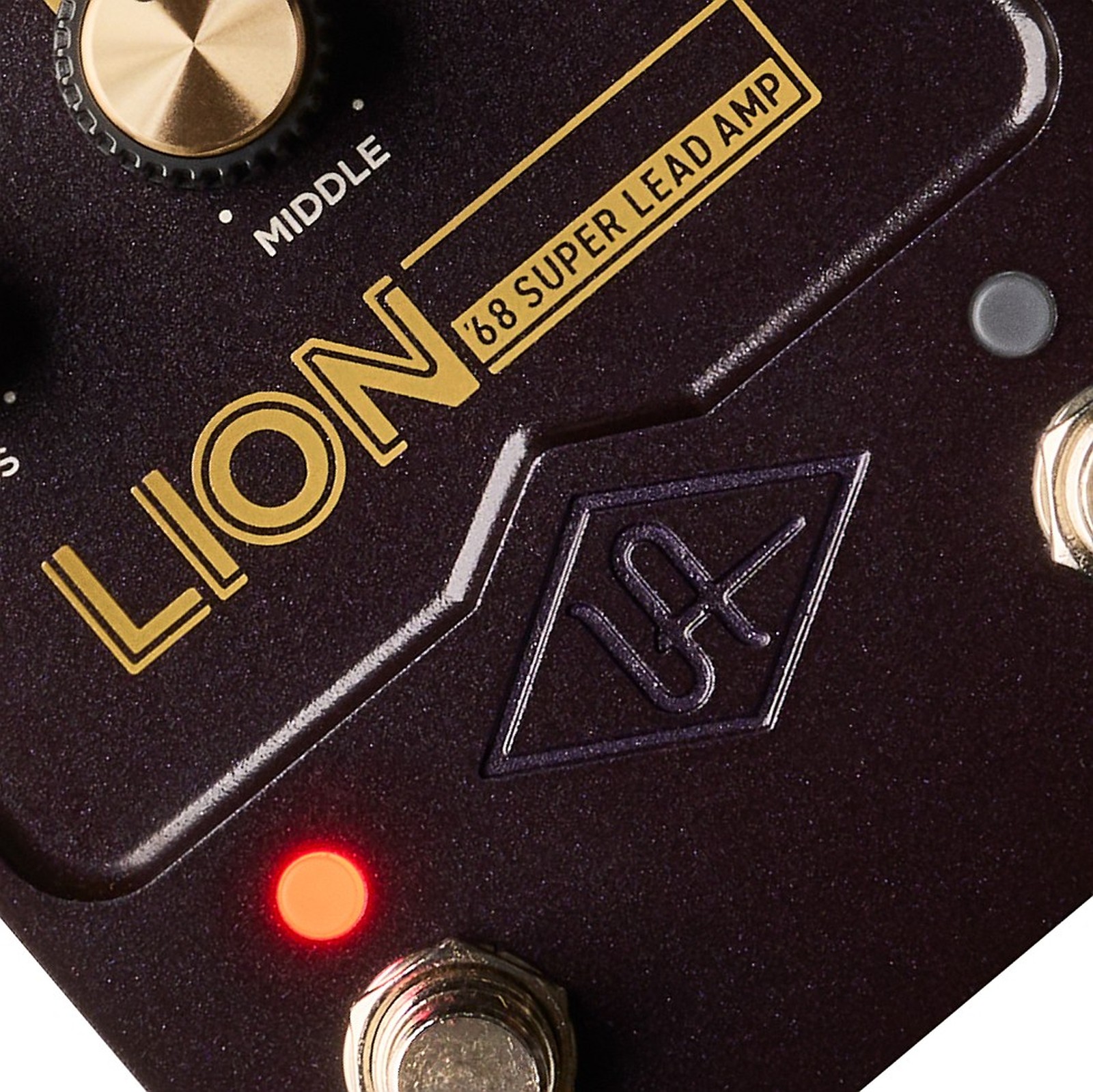 Universal Audio logo on the 68 Super Lead amp simulation pedal